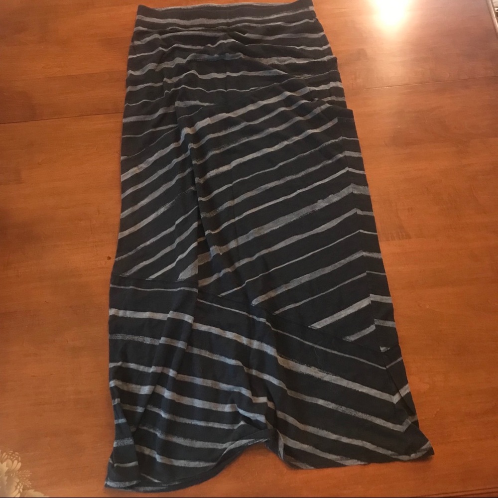 Black and grey striped maxi skirt